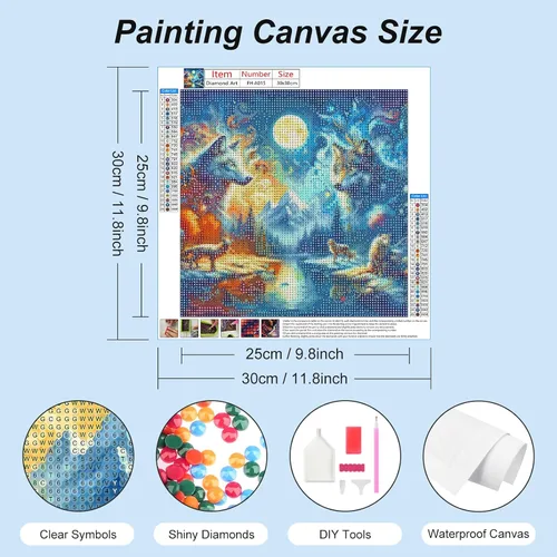 Vista 5 de FHBUBPUP Kits de pintura de diamantes 5D para adultos, kits de arte de diamante de lobo para principiantes, arte de gemas de diamante redondo