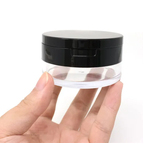 Vista 5 de Honbay Contenedor de polvo de maquillaje reutilizable vacío con esponja de polvo, tamiz y espejo, contenedor compacto de plástico para polvo suelto