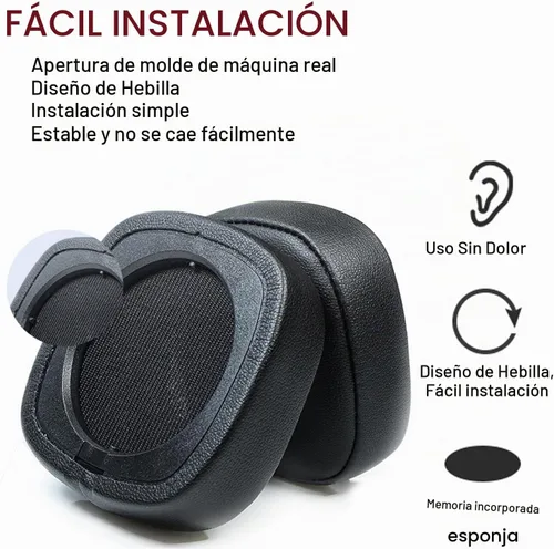 Vista 2 de Major IV - Almohadillas de repuesto compatibles con auriculares Marshall Major 4 Major IV, almohadillas de espuma viscoelástica