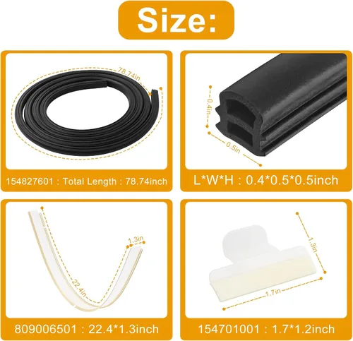 Vista 3 de 154827601 Kit de sello de puerta de lavavajillas para Frigidaire - Juego de repuesto incluye junta de puerta 154827601, sello inferior 809006501