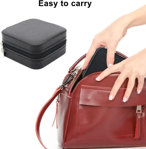 Vista 7 de KEINE MARKE Joyero pequeño, estuche portátil de viaje para anillos, colgantes, aretes, collares, organizador de pulseras, cajas de almacenamiento