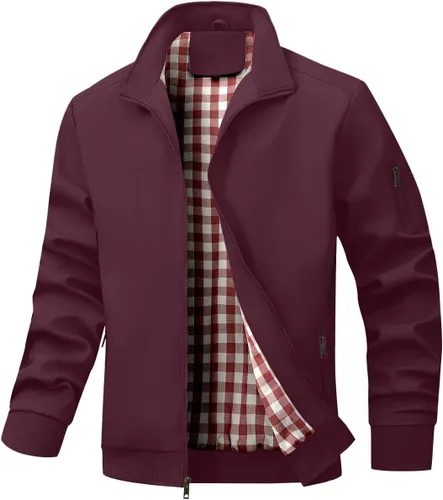 Vista 10 de Wizoat Chaqueta Bomber para Hombre Ligera Casual Cortavientos Chaquetas con Cremallera Abrigo