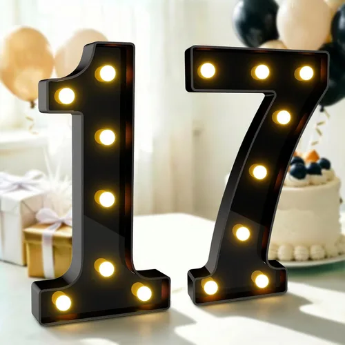 Vista 14 de Pooqla - Números iluminados negros, decoraciones de cumpleaños 50 para hombres Number 50