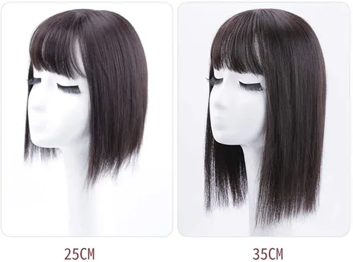 Vista 3 de Extensiones de cabello con clip con flequillo, invisible, natural, corona, extensiones para el cabello para mujeres, con cabello gris o delgado, 10