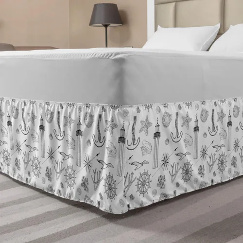 Vista 15 de Lunarable Falda de cama elástica de trébol, tréboles de cultura irlandesa con temática del día de San Patricio, 4 hojas, falda de cama de tela