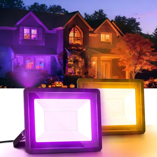Vista 9 de L LOHAS LED Luz de Inundación LED RGB para Exteriores, 25W Luces de Fiesta DIY que Cambian de Color con Control Remoto, Luz de Patio