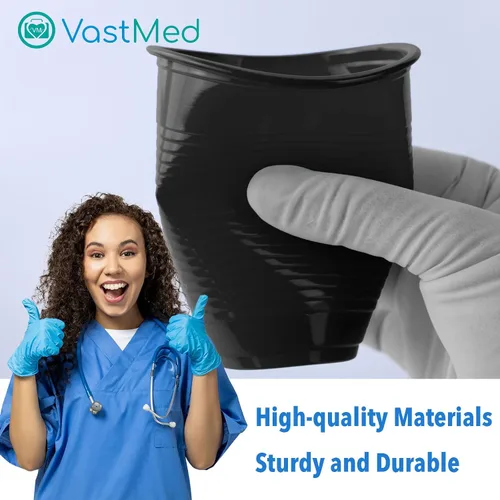 Vista 5 de 100 vasos de plástico desechables de grado dental de 5 onzas, color negro, resistente y duradero para beber, perfecto como taza de enjuague