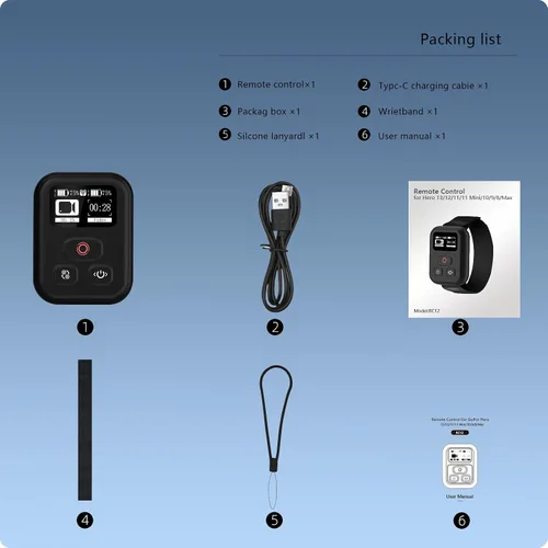 Vista 9 de YDW Accesorios de control remoto para GoPro Hero Black 13/12/11/11Mini/10/9/8/Max, rango de control inalámbrico de 269 pies, pantalla OLED Disply