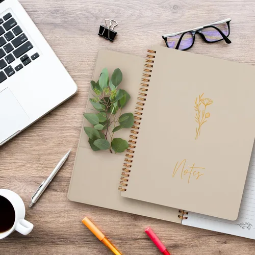 Vista 5 de ZICOTO Cuaderno estético en espiral para mujer, bonito cuaderno de notas con rayas universitarias de 10.5 x 8.5 pulgadas, con bolsillos grandes