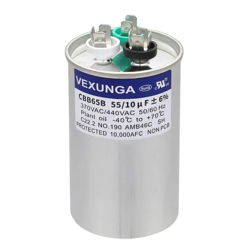 Vista 53 de VEXUNGA Capacitor Dual de Arranque Redondo A/C de 50/5 uF 50+5 MFD 370VAC o 440VAC CBB65 CBB65B Capacitores de Aire Acondicionado para Motor