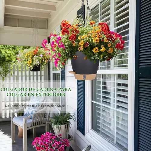 Vista 4 de Maceta colgante de riego automático de 8 pulgadas para plantas de interior Negro