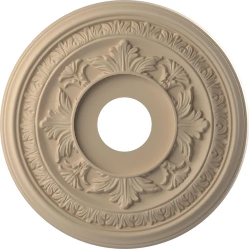 Vista 45 de Ekena Millwork CMP10BA Baltimore Medallón de techo de PVC termoformado (se adapta a toldos de hasta 4 1/4"), 10 "OD x 3 1/2" ID x 3/4" P Unfinished