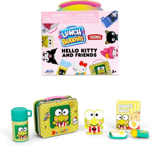 Vista 5 de Jada Lunch Buddies – Lonchera térmica coleccionable con botella de termo, figura y accesorios de comida – Juguete Sanrio de 2 pulgadas – Hello Kitty
