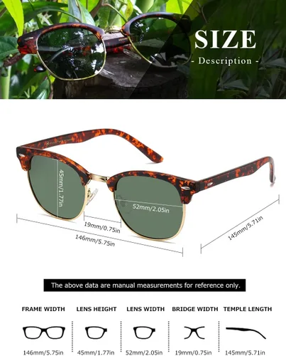 Vista 5 de AEVOGUE Polarized Sunglasses For Women And Men Semi Rimless Frame Retro Sun Glasses AE0369