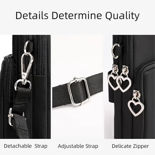 Vista 4 de Bolsa para teléfono celular, resistente al agua, bolsa de viaje, bolsa deportiva para brazos, mini bolso de hombro con correa ajustable
