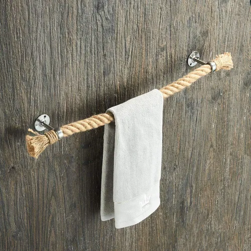 Vista 7 de YJ YANJUN Toallero náutico negro accesorios náuticos para baño, decoración de baño náutico, toalleros de cuerda para baño montado en la pared