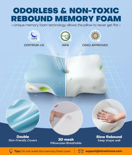 Vista 11 de Almohada cervical para el cuello 5 veces para aliviar el dolor, almohada ortopédica refrescante para dormir, almohadas de espuma viscoelástica