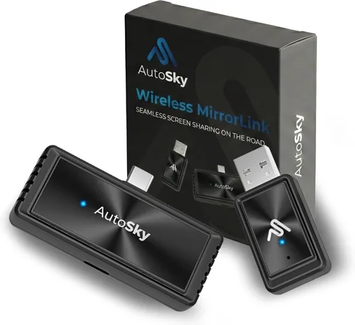 Vista 6 de AutoSky Mirror-Link AIR PRO - Adaptador inalámbrico de reflejo de pantalla para CarPlay con cable, requiere teléfono USB-C, compatible