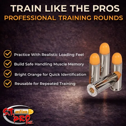 Vista 6 de S.T. Action Pro 38 Rondas especiales de simulación – Rondas de simulación de entrenador de seguridad naranja, munición reutilizable
