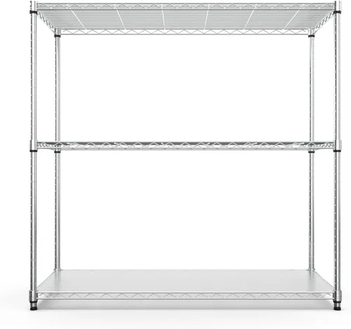 Vista 10 de pouseayar Estantería de alambre de metal NSF de 3 niveles, capacidad de 1050 libras, estante de almacenamiento ajustable resistente