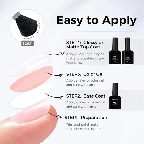 Vista 4 de TOMICCA Capa base de gel, 1 capa base de 0.5 onzas líquidas que no se limpia para esmalte de uñas de gel, fórmula mejorada LED de larga duración