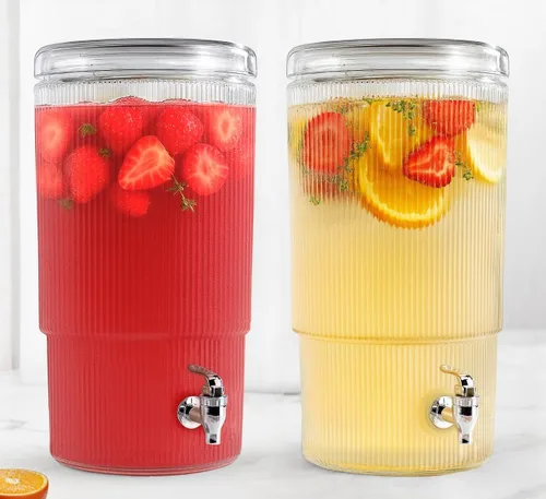 Vista 12 de Dispensador de bebidas de vidrio de 1 galón con espita – Dispensador de bebidas con bandera estadounidense del 250 aniversario, a prueba de fugas