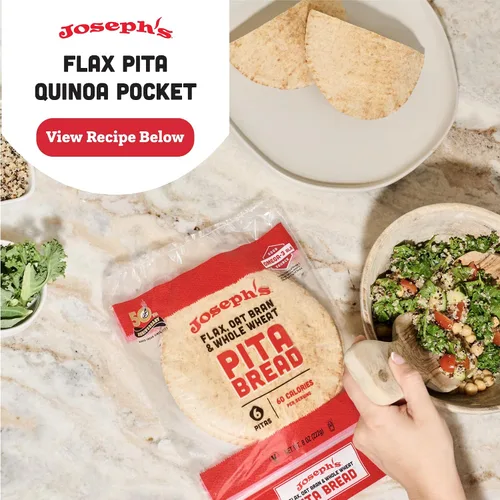 Vista 4 de Pita de lino 3 paquetes - Joseph's Pan de pita económico de 3 paquetes, avena con salvado de lino y trigo integral, 7g de carbohidratos por porción