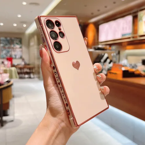 Vista 209 de phylla Funda de teléfono compatible con Samsung Galaxy A12 de 6.5 pulgadas, lindo corazón chapado en oro, elegante funda de lujo para mujer
