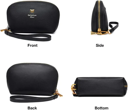 Vista 4 de Carteras de cuero para mujer, cuero genuino RFID bloqueo caja de regalo embalaje