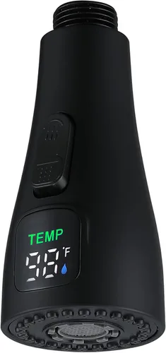 Vista 9 de Reemplazo de la cabeza del grifo de cocina, pantalla de temperatura LED, cabezal rociador de cocina, boquilla pulverizadora extraíble para grifo