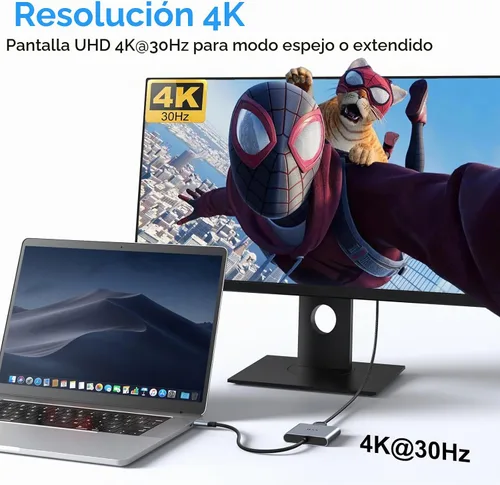 Vista 3 de Adaptador USB C a HDMI,Adaptador USB-C Hub Multipuerto Digital AV