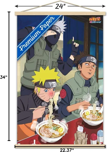 Vista 6 de Trends International Naruto Shippuden - Póster de pared de alimentos, 22.375 x 34 pulgadas, paquete de impresión premium y colgador de madera de haya