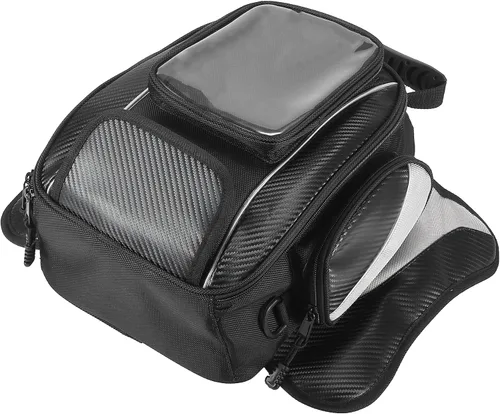 Vista 9 de Motoforti Universal motocicleta tanque magnético bolsa de herramientas combustible alforja con correa impermeable negro