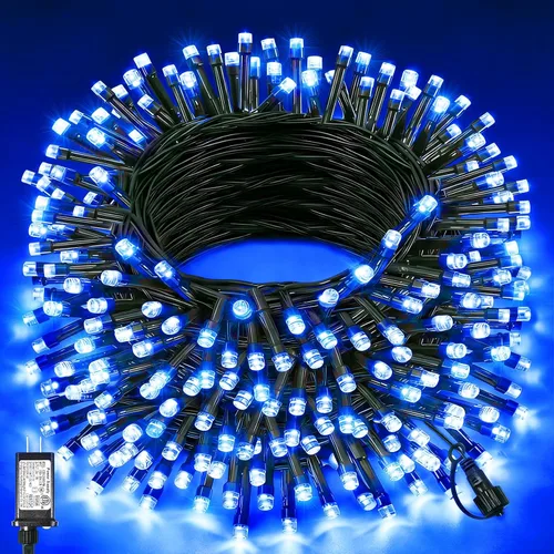Vista 13 de Tira de luces LED de Navidad de 40 pies para exteriores, luces rojas y blancas de Navidad impermeables, 8 modos y temporizador, luces de árbol
