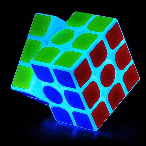 Vista 4 de AMAZA - Cubo de velocidad fluorescente 3 x 3, verde luminoso, plástico, rompecabezas, 1 juego, 1 unidad, 1 unidad, adulto