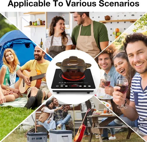 Vista 7 de Estufa eléctrica portátil, estufa eléctrica de un solo quemador de 1800 W para todos los utensilios de cocina, quemador infrarrojo de encimera