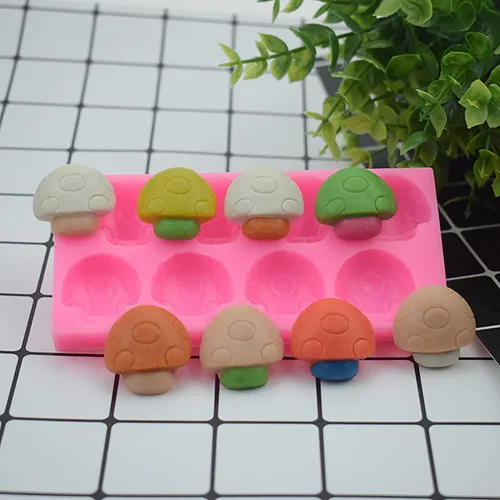 Vista 4 de Molde de silicona de 8 cavidades para hongos 3D para hacer dulces de fondant, moldes de chocolate, piruletas, postres, cubitos de hielo, goma