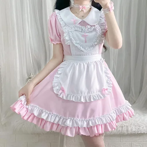 Vista 2 de Halloween Dress for Women Elegant Maid Outfit Dresses Sissy Maid Big Swing Dresss Anime Cosplay Lolita Kawaii Dresses
