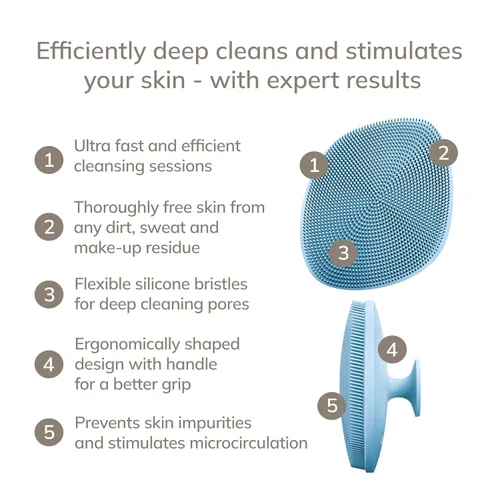 Vista 2 de GESKE SmartAppGuided Cepillo facial profesional 4 en 1 Mango de silicona suave para una limpieza suave Cuidado de la piel de rutina Aguamarina