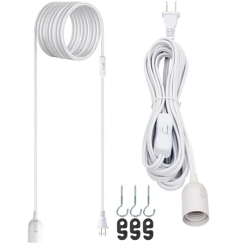 Vista 10 de JACKYLED Cable de extensión colgante para farol, UL 12 pies, E26 E27, interruptor de encendido/apagado, iluminación colgante para cocina