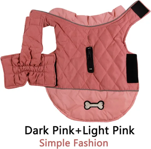 Vista 4 de Vecomfy - Abrigo reversible para perros pequeños, impermeable, cálido, de algodón, para invierno, color rojo