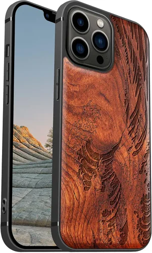 Vista 22 de Carveit Funda magnética de madera para iPhone 13 [madera natural y TPU suave] Funda protectora de madera única y elegante a prueba de golpes