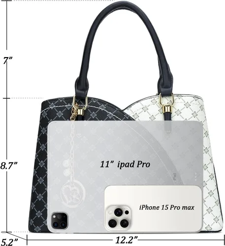 Vista 12 de KKXIU Monederos y bolsos de mano con triple compartimento para mujer, bolso de mano con asa superior