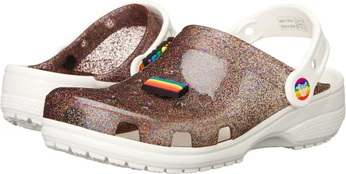 Vista 12 de Crocs Zuecos clásicos brillantes unisex para adultos, zapatos metálicos y con purpurina