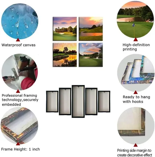 Vista 5 de Pankila Imágenes artísticas para pared de campo de golf, póster en lienzo impreso de golf de Estados Unidos, decoración de pared para sala de estar
