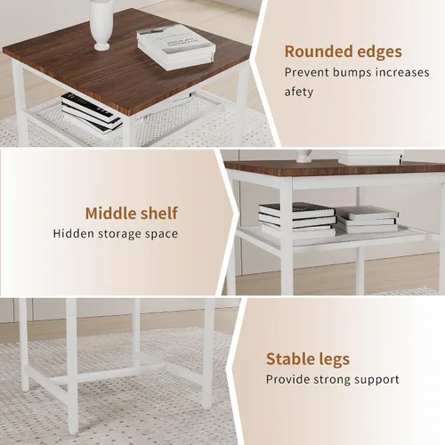 Vista 9 de Juego de mesa de comedor para 2, mesa de bar y sillas para 2, juego de mesa de bar pequeña de 3 piezas con 2 taburetes, parte superior de mármol