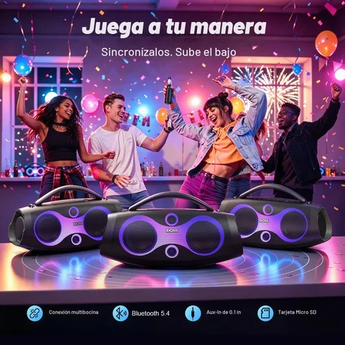 Vista 8 de DOSS Extreme Boom Pro D200 - Altavoz Bluetooth portátil, color negro