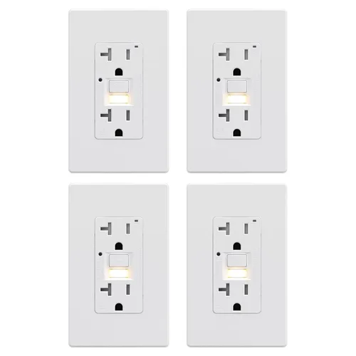Vista 9 de AIDA - Salida GFCI de 15 amperios, enchufe eléctrico con luz nocturna de autoprueba, receptáculo resistente a manipulaciones con indicador LED