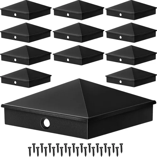 Vista 9 de Cubiertas de poste de aluminio Dunzy Tapas de poste de valla de pirámide para manga nominal con tornillos para buzón de correo al aire libre