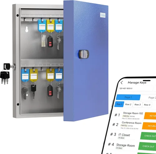Vista 8 de Caja de bloqueo de 16 llaves de montaje en pared, APP Bluetooth/Contraseña de una sola vez/Control remoto Wi-Fi, gabinete de llaves inteligente